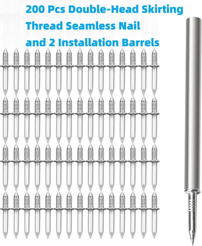 zcfochi 200pcs Double-Head Skirting Thread Seamless Nail, Non Marks Nail, Invisible Security Screw, Double Ended Baseboard Invisible Screw,Hidden Nail For Wood Veneer, With Specific Sleeve Tool (200) - Image 2